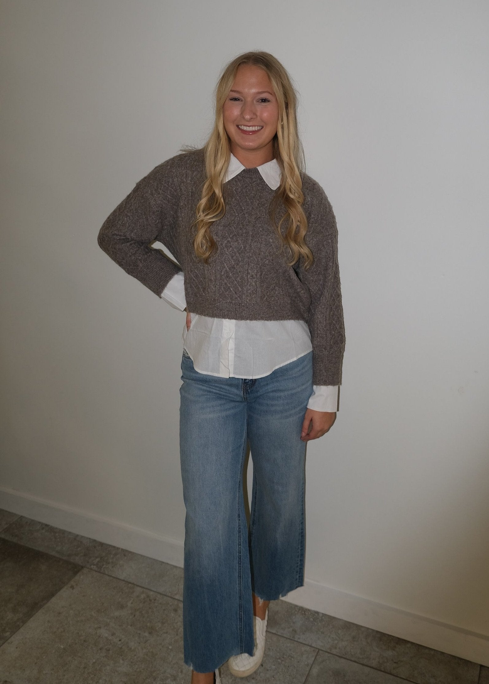 Mocha Sweater and Shirt Combo