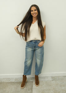 V-Neck Padded Shoulder Sweater Vest