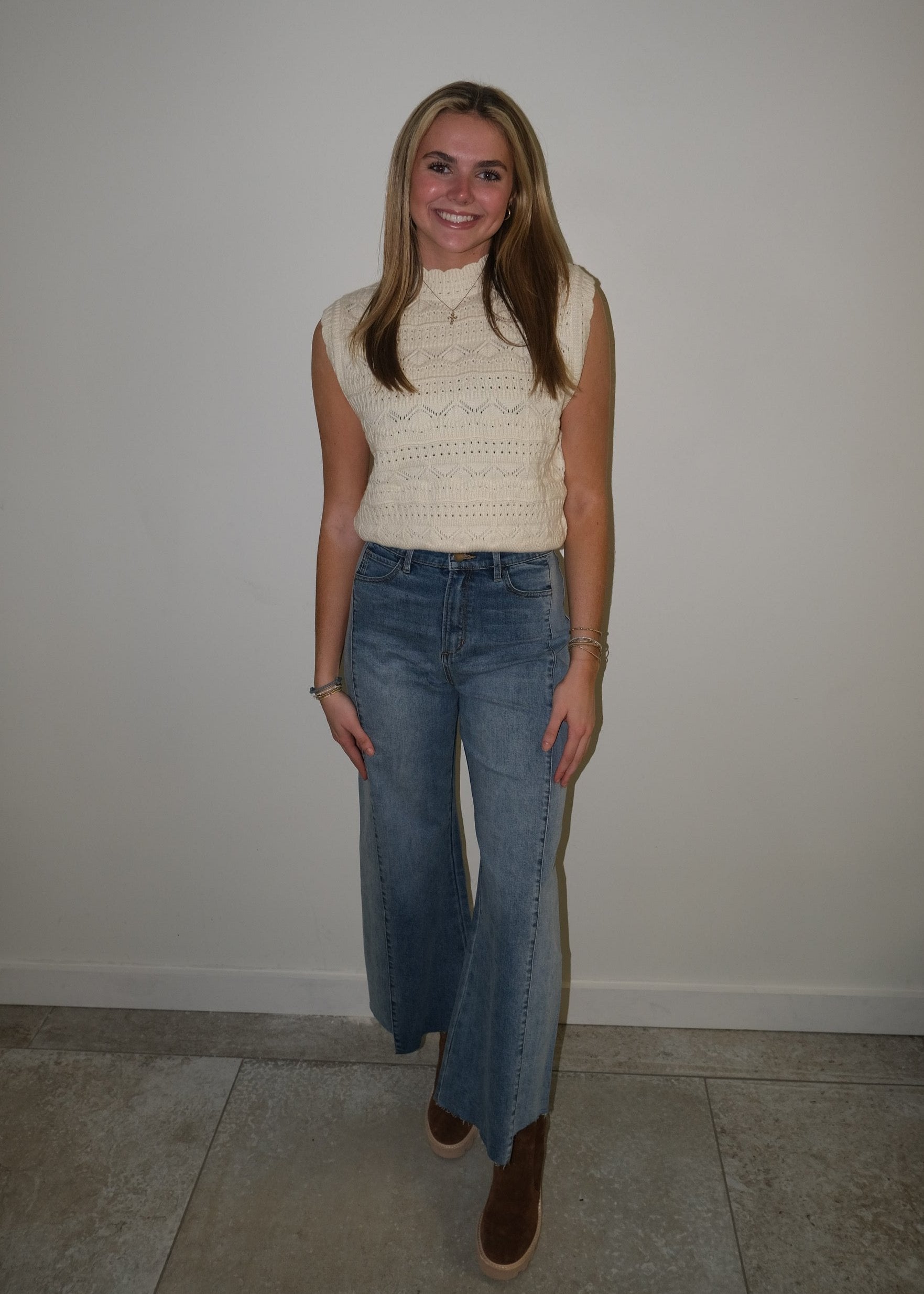 Pointelle Ivory Sweater