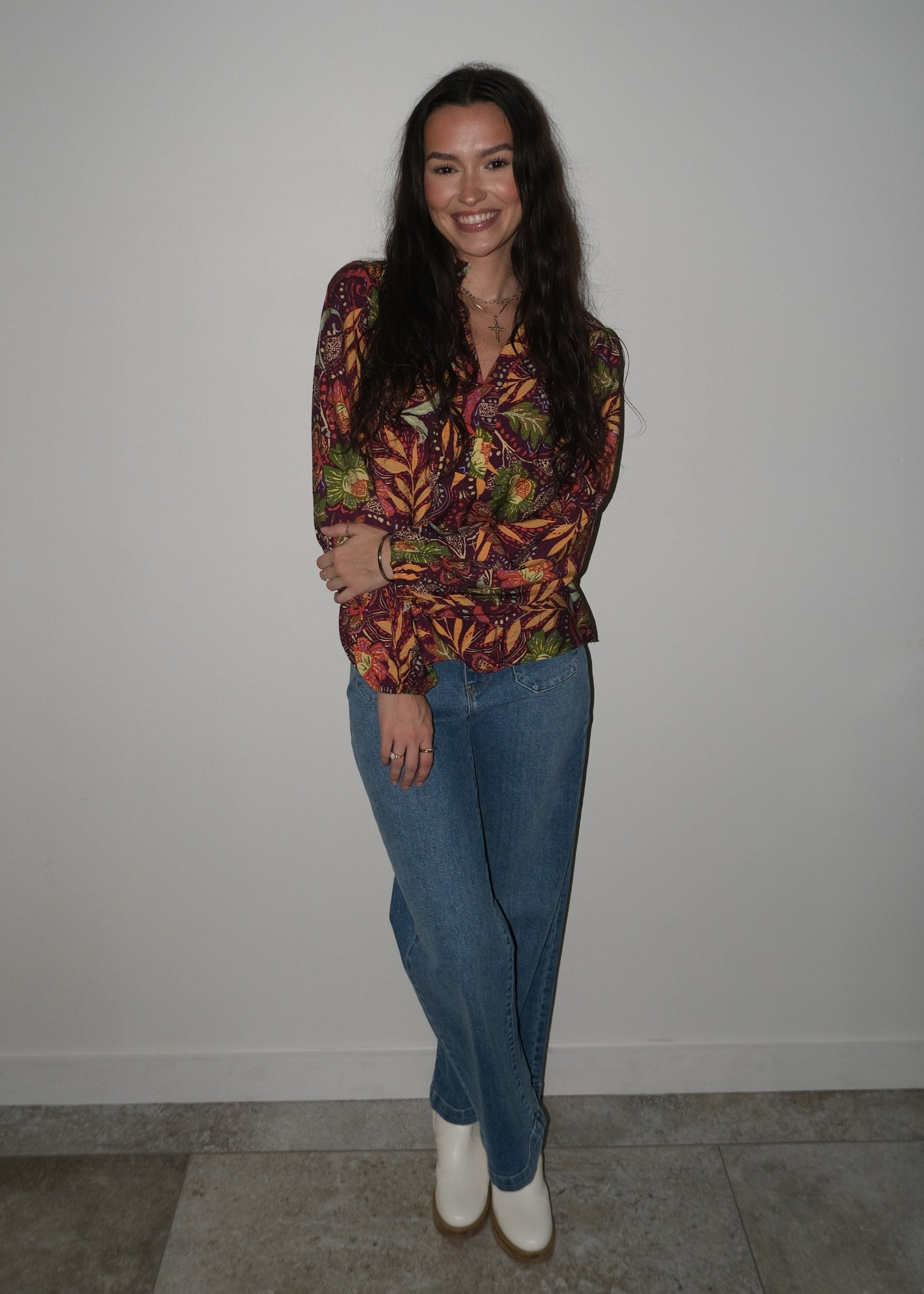 Burgundy Multi Color Blouse