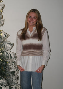 Toffee White/Brown Knit Vest