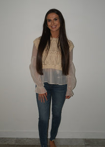 Beige Crochet Layered Top