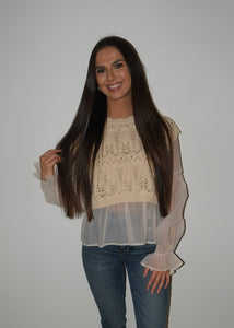 Beige Crochet Layered Top