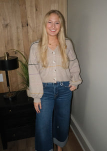 Wide-Cuffed High Rise Cropped Jeans